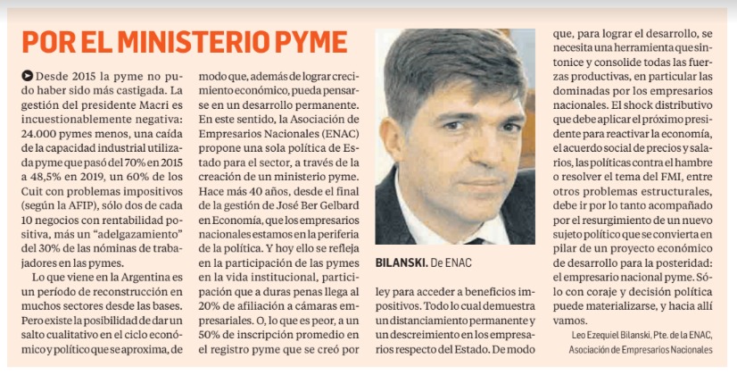 20191028 - ministerio pyme leo bilanski ambito financiero